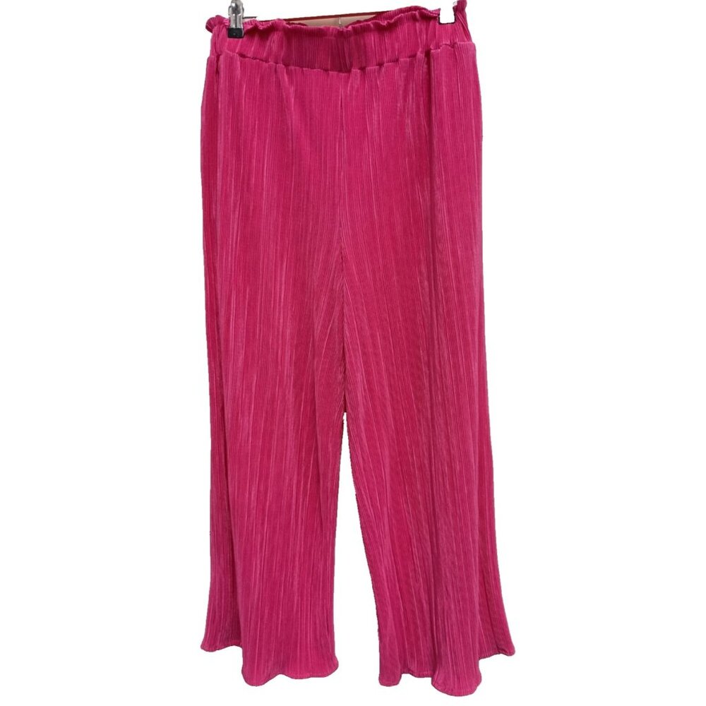 89th + Madison Womens BOHO Pants Medium Pink Wide Leg Pleated High rise